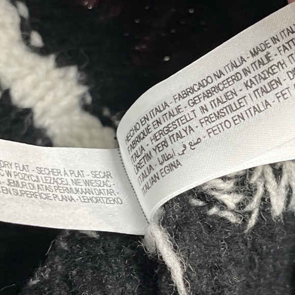 Zara Sweater XL Dark Multi Stripe Heavy Knit Wool Blend Mock Neck Oversized - Picture 15 of 16